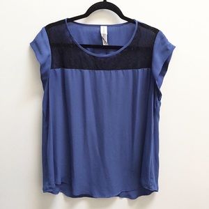 Beautiful blouse black dark periwinkle lace tank top shirt plus size